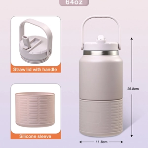 insulated 64 oz water bottle with straw